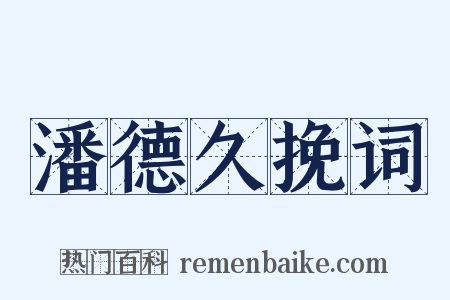 潘德久挽词是什么意思的图片